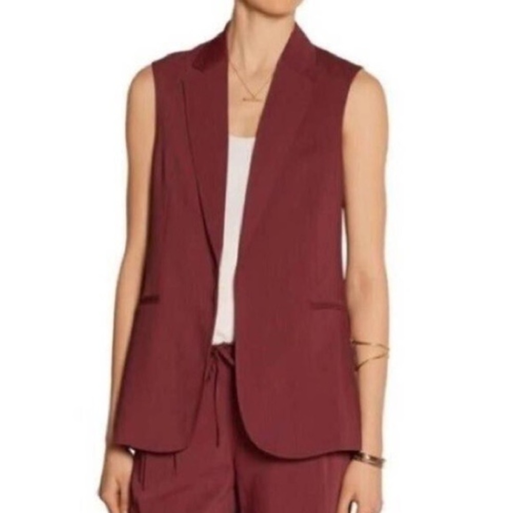 Theory Adar Suit Vest Red Marroon Wool Size 8